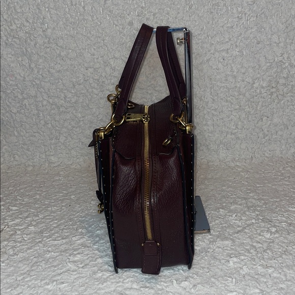 Coach Dreamer 36 Border Rivets Large Mixed Leather Suede Shoulder Bag in Brown - Picture 5 of 16